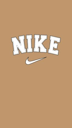 the nike logo is shown on a tan background