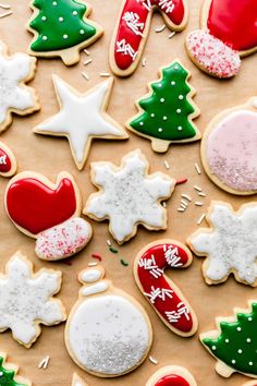 christmas cookies decorated with icing and sprinkles