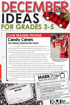 an advertisement for the holiday reading passage, with candy canes in red and black