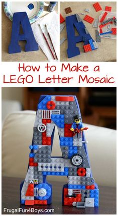 how to make a lego letter mosaic with instructions for making the letters from legos