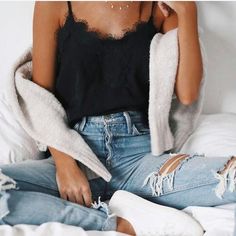 Find More at => http://feedproxy.google.com/~r/amazingoutfits/~3/UxXjeIKX2xg/AmazingOutfits.page Tank Top Outfits, Bustiers, Ripped Jeans