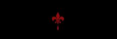 a black background with red fleur de lis on it