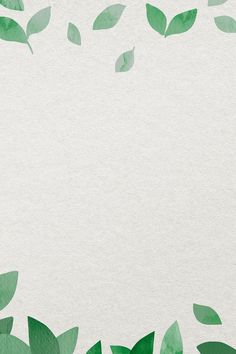 green leaves on white paper with space for text or image to be added in the bottom right corner