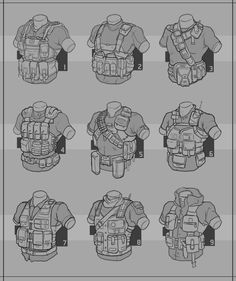 Combat Gear, 캐릭터 드로잉, Tactical Vest, Body Armor, Drawing Clothes, Military Art, Drawing Reference Poses