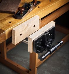 a workbench with some tools on top of it