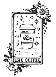 the coffee logo with flowers around it