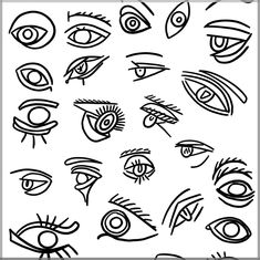 an image of different eyes drawn in black and white with the words eye on it