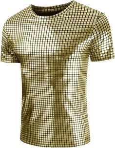 This Men's Square Disco Short Sleeve Shirt is sure to turn heads. Crafted from 100% polyester, this shirt features a classic square silhouette and a sparkly gold disco print. The lightweight material and short sleeves make this shirt perfect for playing sports or attending a summer event. 100% Poly Imported Pull On closure Hand Wash Brand Size Chest Waist S 43.7 40.6 M 45.7 42.5 L 48.7 45.5 XL 51.7 48.5 XXL 54.6 51.5 Disco Print, Sequin Short, Playing Sports, Winter Knit Hats, Sequin Shorts, Summer Events, Boot Accessories, Us Man, Winter Knits