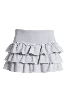 Cascading ruffles lend stunning dimension to a soft French terry skirt fashioned in a stem-baring silhouette. Pull-on style 95% cotton, 5% spandex Machine wash, dry flat Imported Stretch Cotton Mini Skirt With Ruffles, Ruffle Skirts, Frilly Skirt, Cascading Ruffles, Jupe Short, Stockholm Fashion, Simple Trendy Outfits, Cute Skirts, Mode Inspiration