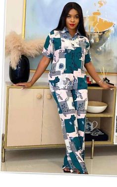 Material Top And Trouser, Trouser Styles For Ladies, Latest Material Gown Styles, Ladies Trousers Designs, Chiffon Styles, Materials Gown Style, 2piece Outfits, Corporate Dress