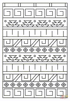 a black and white line drawing of different geometric designs, with lines in the middle