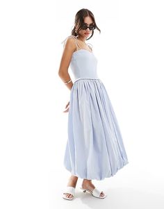 ASOS DESIGN cami strap ribbed bodice with poplin skirt midi dress in light blue | ASOS Poplin Skirt, Mango Dress, Winter Party Dress, Asos Curve, Asos Dress, Skirt Midi, Asos Dresses, Satin Slip Dress, Maxi Dress Trend