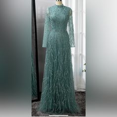 This Sage Green Beautiful Heavy Beaded Dress , Worn Once For A Couple Of Hours And Dry Cleaned , Beaded Dress, Sage Green, Colorful Dresses, Long Sleeve Dress, Womens Dresses, Long Sleeve, Green, Dresses, Women Shopping