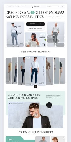 an image of the website for men's clothing store, with many different colors and sizes