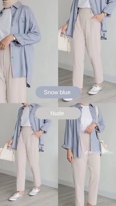 Smart Casual Women Outfits, Stylish Outfits Casual, Simple Casual Outfits, Mix Match Outfits, Colour Combinations Fashion, Color Combos Outfit, Color Combinations For Clothes, Fashion Top Outfits, Hijabi Outfits Casual