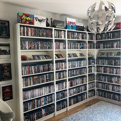 a room filled with lots of different types of movies