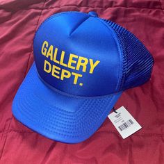 Gallery Dept Royal Blue Hat Brand New With Tags, One Size Have 2 Of These In Stock Trendy Blue Hat With Flat Brim, Blue Winter Snapback Hat, Blue Trucker Hat With Short Brim, Gallery Dept Hat, Swag Hats, Gallery Dept, Nice Clothes, Blue Hat, Royal Blue