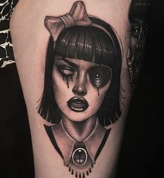 Scary Tattoos, Broken Doll, Art Basics, Demon Girl, Hot Tattoos, First Tattoo, Tattoo Inspo, Girl Tattoos, Skull Tattoo