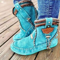 Xajzpa - women flats ankle boots gladiator vintage bohemia booties plu – xajzpa Boho Chic Shoes, Suede Shoe Style, Vestiti In Jeans, Bohemian Shoes, Boho Chique, Mode Hippie, Popular Boots, Girl Boots, Faux Suede Boots