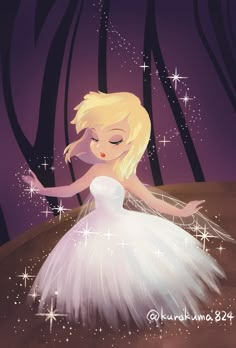 a painting of a blonde haired girl in a white dress with stars on her chest