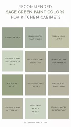 the color scheme for sage green paint colors, including white and gray with text overlay