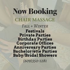 🌿 Elevate your fall and winter events with Wise Resource 🌟 Whether you're hosting a private party, bridal shower, or office gathering, our intuitive chair massage services are designed to restore balance and relaxation. Delight your guests with 10-minute chair massages that target tension in the back, neck, arms and hands, enhanced with soothing Gua Sha tools and passive stretching. Plus, we'll share ergonomic tips to help them maintain their well-being long after the event. ✨ Book us to... Massage Party Ideas, Chair Massage Benefits, Massage Party, Massage Ideas, Passive Stretching, Esthetician School, Therapy Business, Massage Therapy Business, Chair Massage