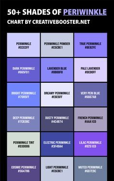 the 50 shades of periwinkle chart by creative minds