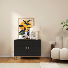 a living room scene with focus on the sideboard