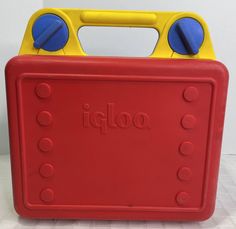 Igloo Kool Kit Hard Plastic Red Blue Yellow Lunch Box Nice Condition, Missing thermos Childhood Memories 90s, Primary Colours, Kids Lunchbox, 90s Kids, Kids Lunch, Hard Plastic, Childhood Memories, Red Yellow, Blue Yellow