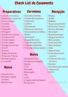 a pink and blue poster with the words check list do causamentoo in spanish