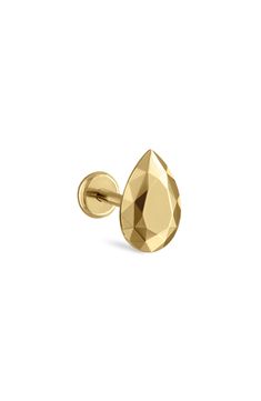 This pear-cut stud earring crafted from 14-karat gold adds multifaceted shine to everyday ensembles. 3/8"W x 1/4"L Sold as a single earring Threaded post back 14k gold Imported Maria Tash, Thread Earrings, Earring Crafts, Single Earring, Thread, Pear, Nordstrom, Yellow Gold, Stud Earrings