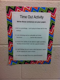 a sign on the wall that says time out activity write these sentences on your paper