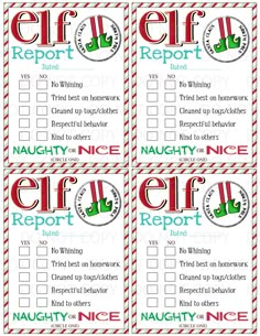 printable elf report cards for kids to use on their christmas day or any other holiday activity