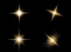 the bright stars are shining brightly in the dark night sky, set of four different angles