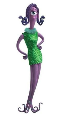 a purple and green dress with an eyeball in the shape of a woman's head