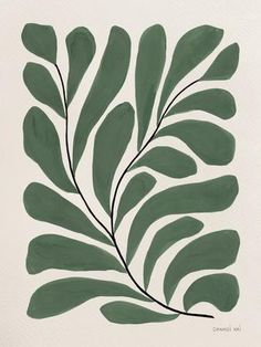 a green leaf print on white paper