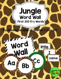 the jungle word wall is shown with different words and pictures on it's cover