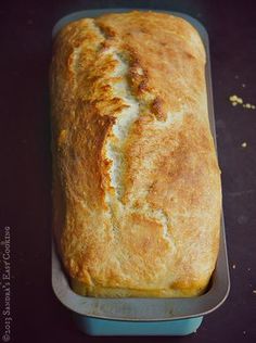 a loaf of bread sitting on top of a pan