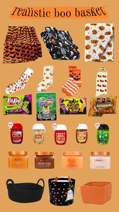 a poster with many different types of food and candy in it's packagings