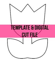 a pink ribbon with the words template and digital cut file on it in front of a white background