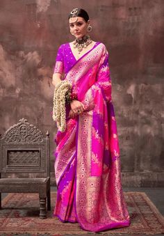 Buy Royal Pink Pure Silk Zari Weaving Traditional Saree, Saree for USA Women, Designer Saree, Wedding Saree, Premium Saree, Indian Saree, Saree. Online in India - Etsy Golden Saree, Royal Pink, Grey Saree, Purple Saree, Orange Saree, Yellow Saree, Traditional Saree