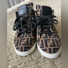 Gently Used, Still In Good Condition. Dust Bags And Extra Laces Included. Size 10 Price Is Firm. Fendi Shoes, Mens Trainers, Hoka Running Shoes, Mens Shoes Sneakers, Black And Brown, Men's Shoes, Dust Bag, Fendi, Shoes Sneakers