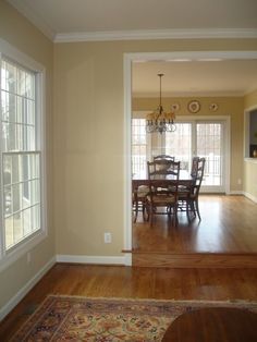 the dining room is clean and ready for us to use it's new floor