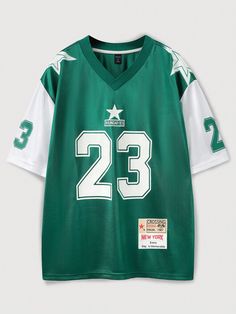 a green jersey with white sleeves and number 23 on the front, which reads 22