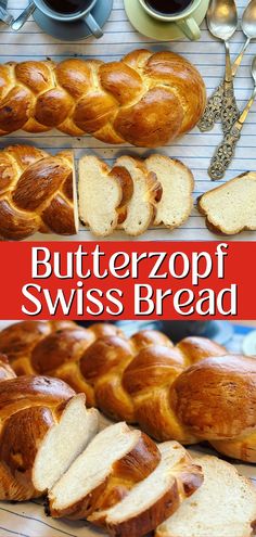 the bread has been sliced and is ready to be eaten with butterscot swiss bread