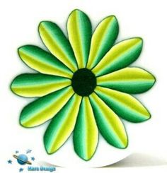 a green and yellow flower on a white background