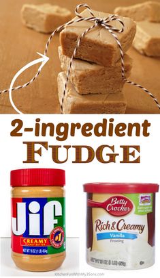 two ingredient fudge with peanut butter and jelly