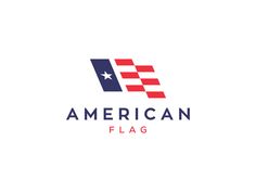 an american flag logo on a white background