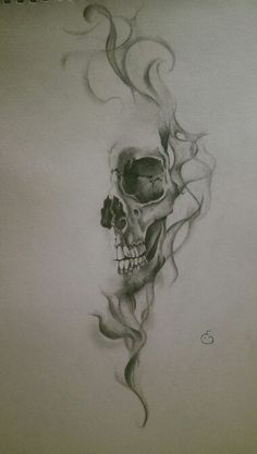 Skull with smoke effect || realistic drawing by Eline Groeneveld 천사와 악마, Drawing Hands, Geniale Tattoos, Drawing Faces, Skull Tattoo Design, Wolf Tattoos