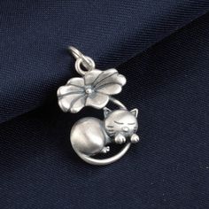 Sterling Silver Cat under Lotus Leaf Charm, s925 Silver Cat Charm, Lotus Leaf charm, Jewelry Making Supplies,Pet Charm Pendant,Animals Charm [product material]: sterling silver, solid silver, s925 silver [product weight]: 1.8g [product size]:  14X20mm Sterling Silver Cat, Lotus Leaf, Silver Cat, Cat Charm, Jewelry Fashion Trends, Cat Jewelry, Leaf Charms, Cat Tattoo, Dream Jewelry